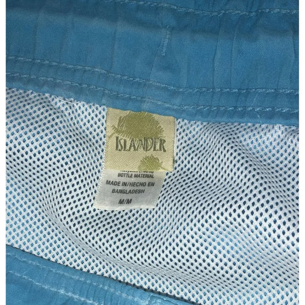 Islander Mesh Lined Swim Trunks Shorts Blue-White Trim Pocket Mens Medium